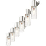 50685-91_08 35.5 inch 6 Light Brushed Nickel Bathroom Vanity light fixture with Hand Crafted Clear Fluted Glass Shade-Lighting LumensBath/Vanity