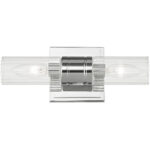 11.5 inch 2 Light Polished Chrome Bathroom Vanity light fixture with Hand Crafted Clear Fluted Glass Shade-Lighting LumensBath/Vanity