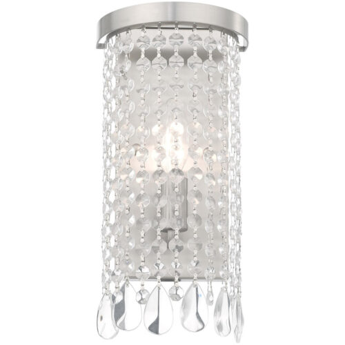 6 inch 1 Light Brushed Nickel ADA Wall Sconce with Clear Crystals Shade-Lighting LumensWall Sconces
