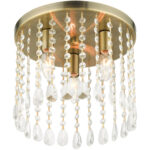 51067-01 3 Light Antique Brass Flush Mount-Lighting LumensBath/Flush Mounts