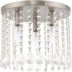 51067-91_02 3 Light Brushed Nickel Ceiling Light fixture with Clear Crystals Shade-Lighting LumensFlush Mount Ceiling Lights