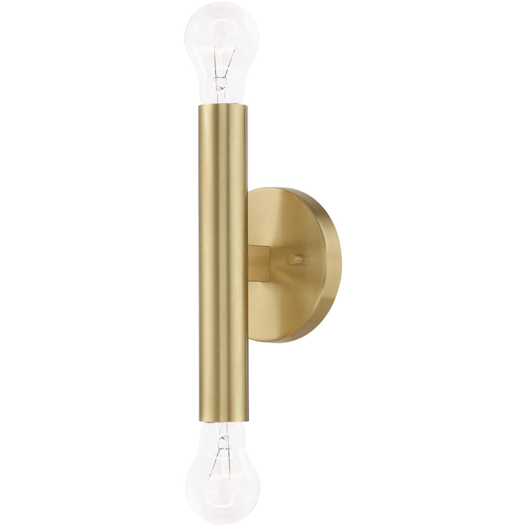 5.125 inch 2 Light Satin Brass ADA Wall Sconce with Steel base material-Lighting LumensWall Sconces