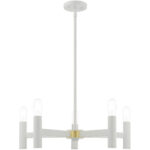 51135-03_01 5 Light White Chandelier with Steel base material-Lighting LumensChandeliers