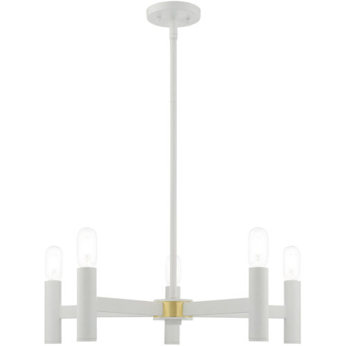 51135-03_01 5 Light White Chandelier with Steel base material-Lighting LumensChandeliers