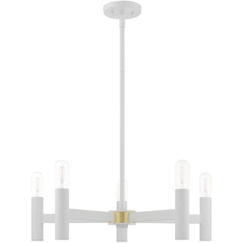 51135-03_02 5 Light White Chandelier with Steel base material-Lighting LumensChandeliers