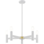51135-03_03 5 Light White Chandelier with Steel base material-Lighting LumensChandeliers