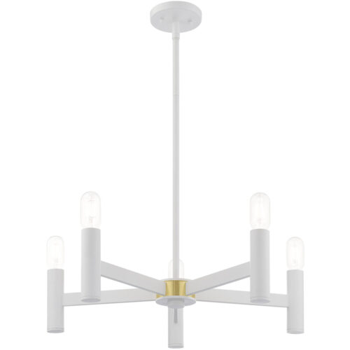 51135-03_04 5 Light White Chandelier with Steel base material-Lighting LumensChandeliers