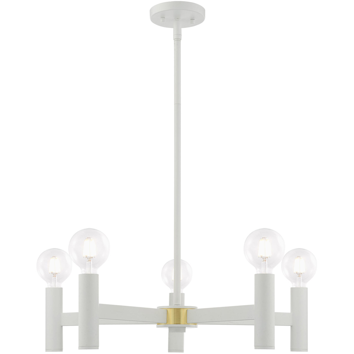 5 Light White Chandelier with Steel base material-Lighting LumensChandeliers