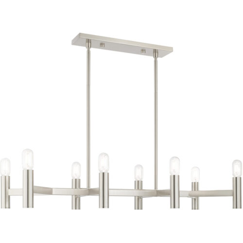 51138-91_01 15 inch 8 Light Brushed Nickel Linear Chandelier with Steel base material-Lighting LumensChandeliers