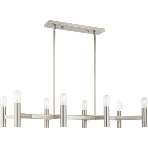 51138-91_02 15 inch 8 Light Brushed Nickel Linear Chandelier with Steel base material-Lighting LumensChandeliers