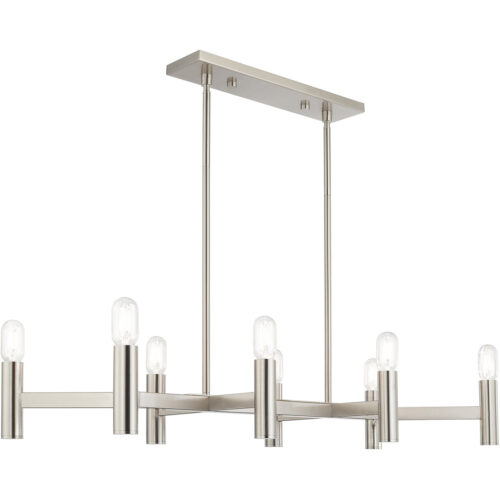 51138-91_04 15 inch 8 Light Brushed Nickel Linear Chandelier with Steel base material-Lighting LumensChandeliers