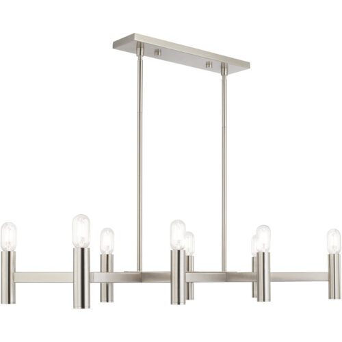 51138-91_05 15 inch 8 Light Brushed Nickel Linear Chandelier with Steel base material-Lighting LumensChandeliers