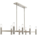 51138-91_06 15 inch 8 Light Brushed Nickel Linear Chandelier with Steel base material-Lighting LumensChandeliers