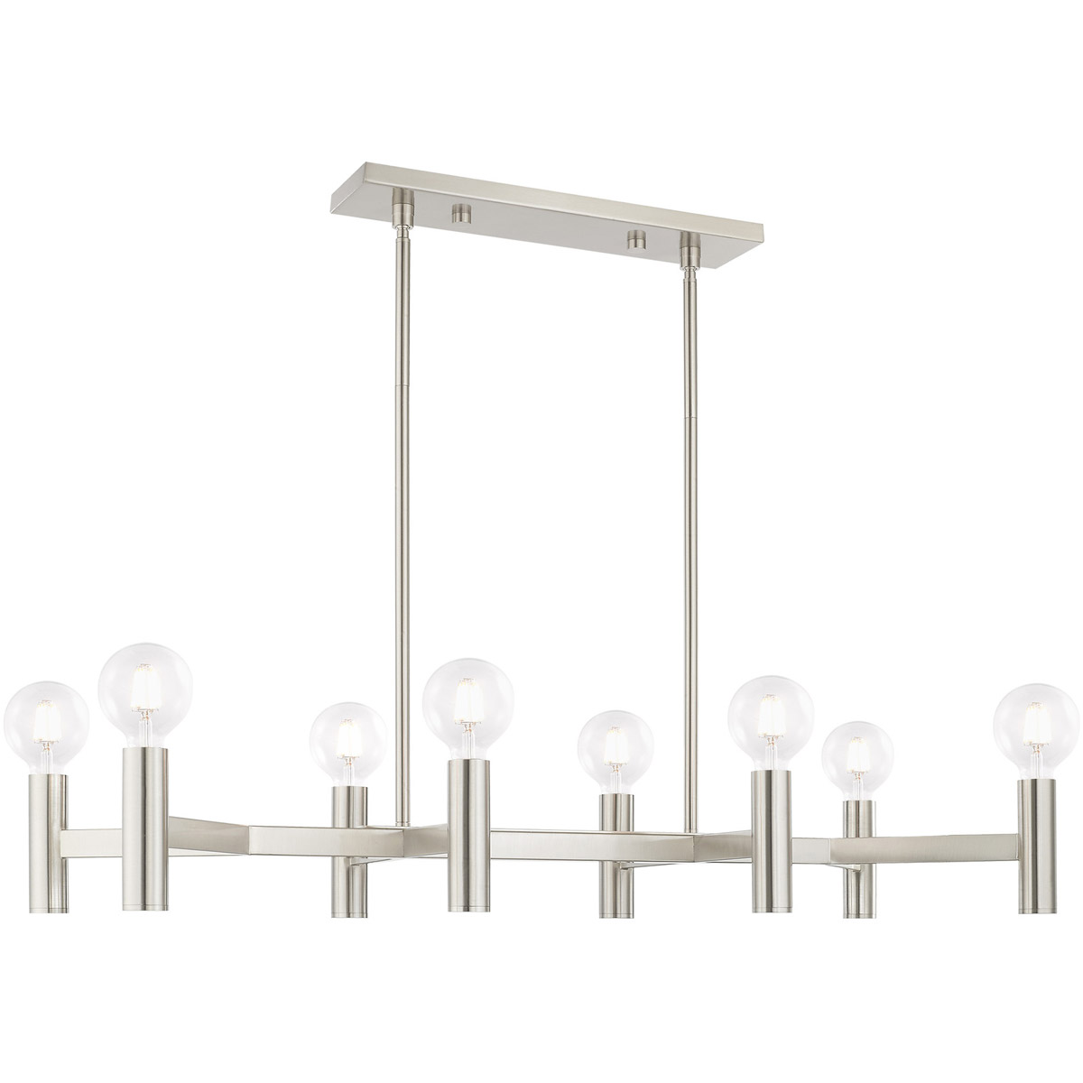 15 inch 8 Light Brushed Nickel Linear Chandelier with Steel base material-Lighting LumensChandeliers