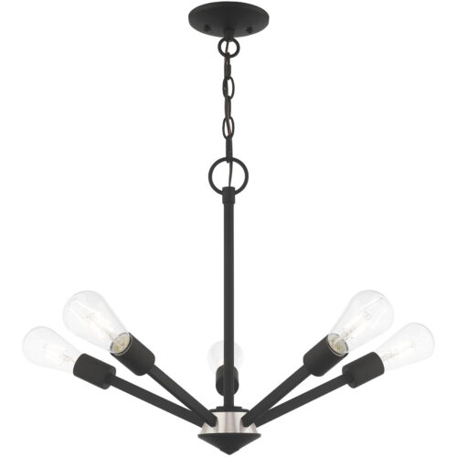 51155-04_01 5 Light Black Chandelier with Steel base material-Lighting LumensChandeliers
