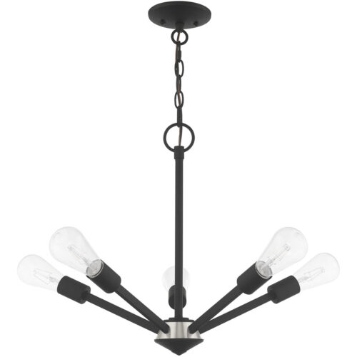 51155-04_02 5 Light Black Chandelier with Steel base material-Lighting LumensChandeliers