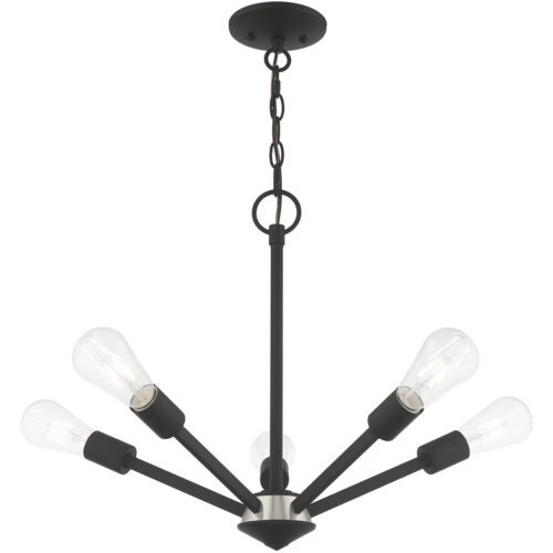 51155-04_03 5 Light Black Chandelier with Steel base material-Lighting LumensChandeliers