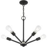51155-04_04 5 Light Black Chandelier with Steel base material-Lighting LumensChandeliers