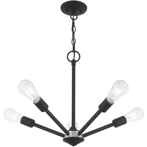 51155-04_04 5 Light Black Chandelier with Steel base material-Lighting LumensChandeliers