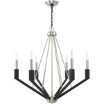 6 Light Brushed Nickel & Black Chandelier with Steel base material-Lighting LumensChandeliers
