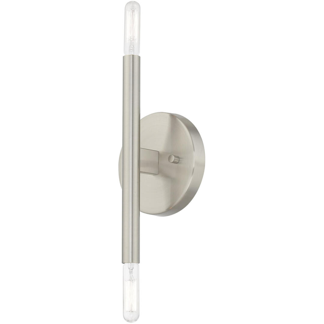 5.125 inch 2 Light Brushed Nickel ADA Wall Sconce with Steel base material-Lighting LumensWall Sconces