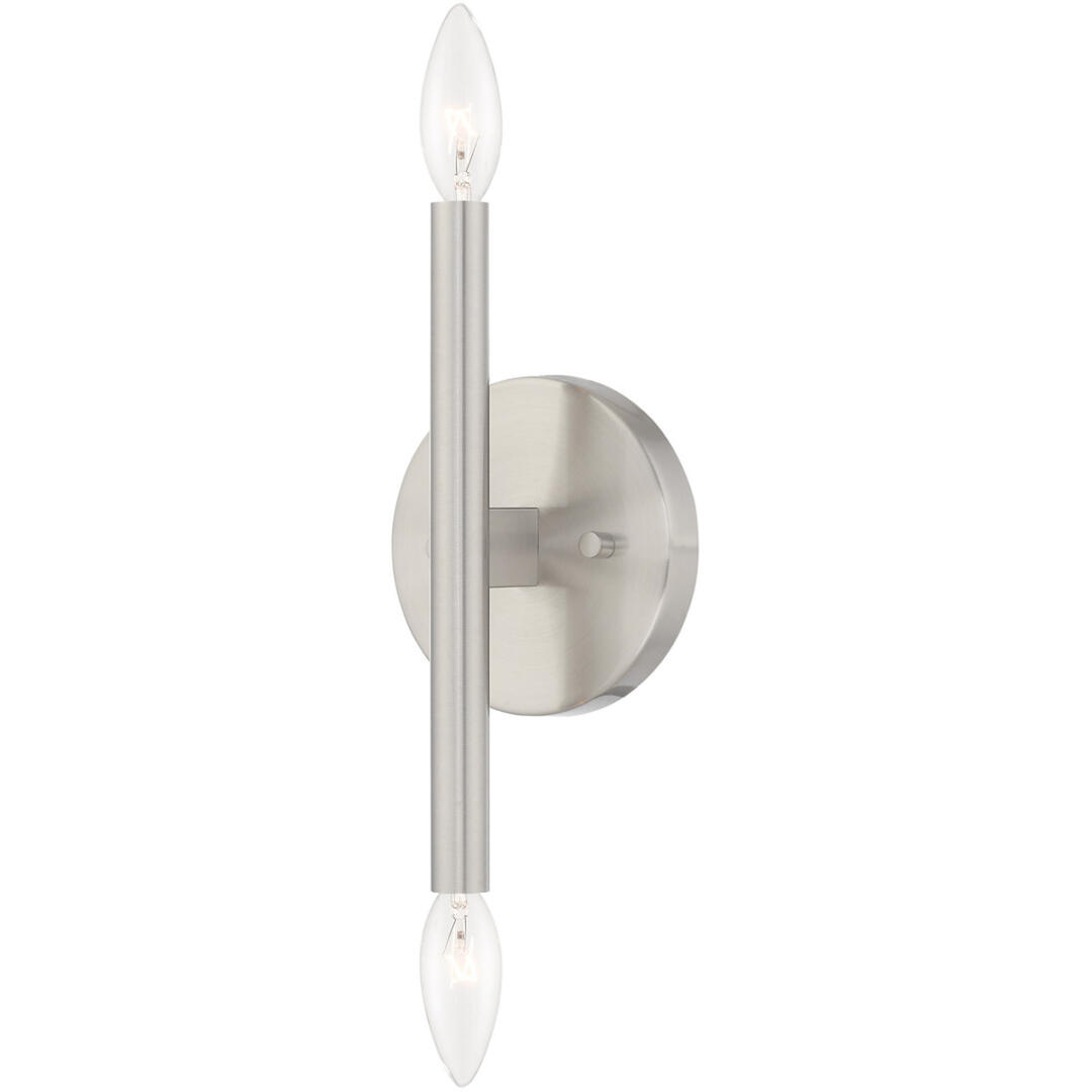 5.125 inch 2 Light Brushed Nickel ADA Wall Sconce with Steel base material-Lighting LumensWall Sconces