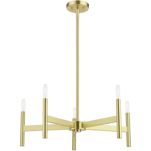 51175-12 5-Light Satin Brass Chandelier-Lighting LumensChandeliers