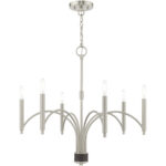 51336-91_01 6 Light Brushed Nickel Chandelier with Steel base material-Lighting LumensChandeliers