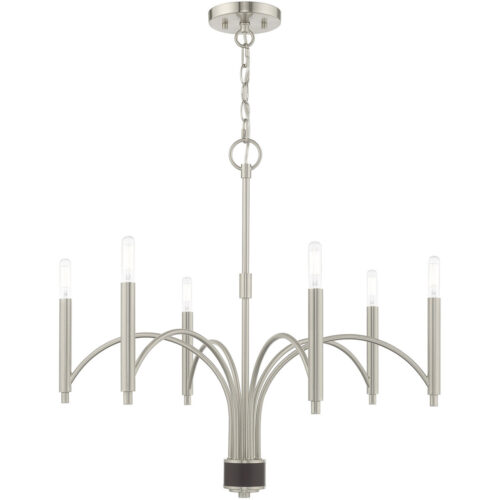 51336-91_01 6 Light Brushed Nickel Chandelier with Steel base material-Lighting LumensChandeliers