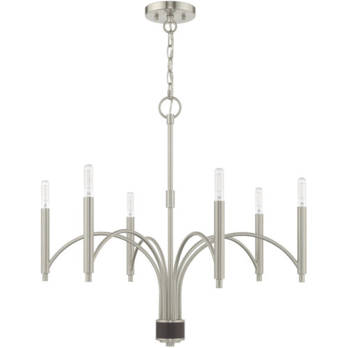 51336-91_02 6 Light Brushed Nickel Chandelier with Steel base material-Lighting LumensChandeliers