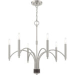 51336-91_03 6 Light Brushed Nickel Chandelier with Steel base material-Lighting LumensChandeliers