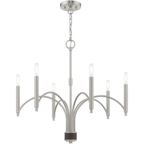 51336-91_03 6 Light Brushed Nickel Chandelier with Steel base material-Lighting LumensChandeliers