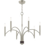 51336-91_04 6 Light Brushed Nickel Chandelier with Steel base material-Lighting LumensChandeliers