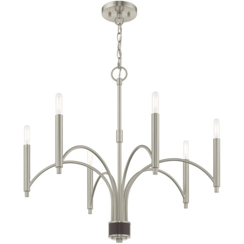 51336-91_04 6 Light Brushed Nickel Chandelier with Steel base material-Lighting LumensChandeliers
