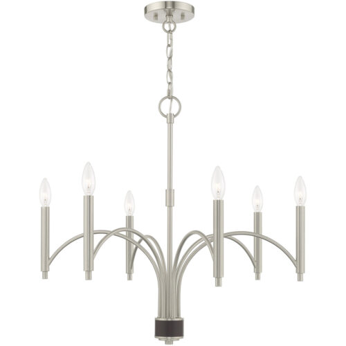 51336-91_05 6 Light Brushed Nickel Chandelier with Steel base material-Lighting LumensChandeliers