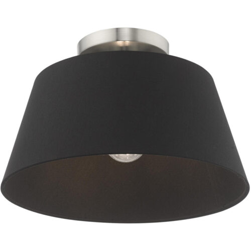 1 Light Brushed Nickel Ceiling Light fixture with Steel base material-Lighting LumensFlush Mount Ceiling Lights