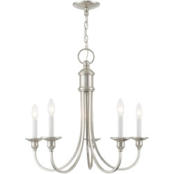 5 Light Brushed Nickel Chandelier with Steel base material-Lighting LumensChandeliers