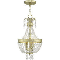 3 Light Winter Gold Mini Pendant light Hanging Light Fixture with Clear Crystals Shade-Lighting LumensPendant Lights