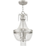 51853-91_03 3 Light Brushed Nickel Mini Pendant light Hanging Light Fixture with Clear Crystals Shade-Lighting LumensPendant Lights