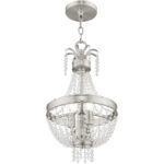 51853-91_04 3 Light Brushed Nickel Mini Pendant light Hanging Light Fixture with Clear Crystals Shade-Lighting LumensPendant Lights