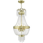 51854-28_01 4 Light Winter Gold Mini Pendant light Hanging Light Fixture with Clear Crystals Shade-Lighting LumensPendant Lights