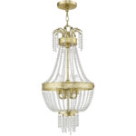 51854-28_02 4 Light Winter Gold Mini Pendant light Hanging Light Fixture with Clear Crystals Shade-Lighting LumensPendant Lights