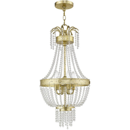 51854-28_02 4 Light Winter Gold Mini Pendant light Hanging Light Fixture with Clear Crystals Shade-Lighting LumensPendant Lights