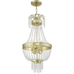 51854-28_03 4 Light Winter Gold Mini Pendant light Hanging Light Fixture with Clear Crystals Shade-Lighting LumensPendant Lights