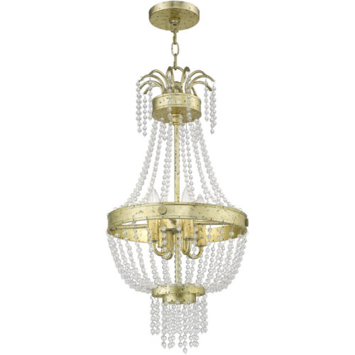 51854-28_03 4 Light Winter Gold Mini Pendant light Hanging Light Fixture with Clear Crystals Shade-Lighting LumensPendant Lights