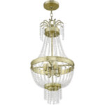 51854-28_04 4 Light Winter Gold Mini Pendant light Hanging Light Fixture with Clear Crystals Shade-Lighting LumensPendant Lights