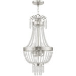 51854-91_02 4 Light Brushed Nickel Mini Pendant light Hanging Light Fixture with Clear Crystals Shade-Lighting LumensPendant Lights