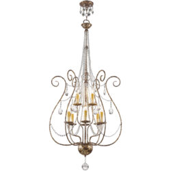 6 Light + 3 Light European Bronze Foyer Chandelier with Clear Crystals Shade-Lighting LumensChandeliers