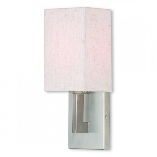 52131-91-500x500 5 inch 1 Light Brushed Nickel Wall Sconce with Hand Crafted Oatmeal Color Fabric Hardback Shade Shade-Lighting LumensWall Sconces