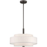 52137-92_01 4 Light English Bronze Pendant light Hanging Light Fixture with Hand Crafted Oatmeal Color Fabric Hardback Shade-Lighting LumensPendant Lights